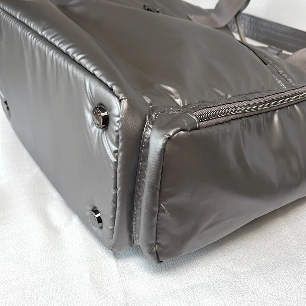 Lug Metallic Gray Quilted Duffel diaper bag